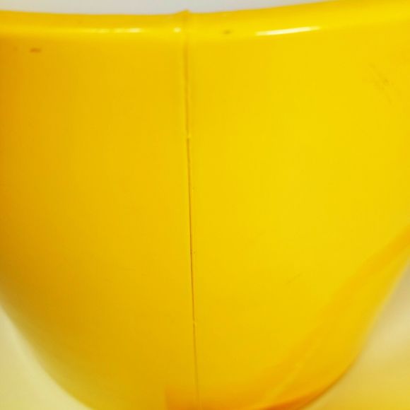 Retro Yellow Vinyl Ice Bucket MCM 60's 70's Mod Big Bold Button on Top - Picture 7 of 10